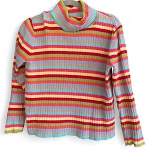 Talbots Colorful Striped Turtleneck Sweater